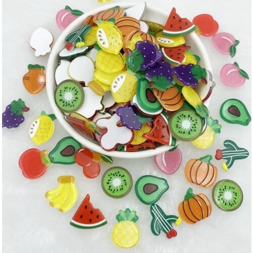 20Pcs Acrylic Lovely mixed Shining Mini Fruit Flatback Cabochon Scrapbook Kawaii DIY Embellishments Accessories D49