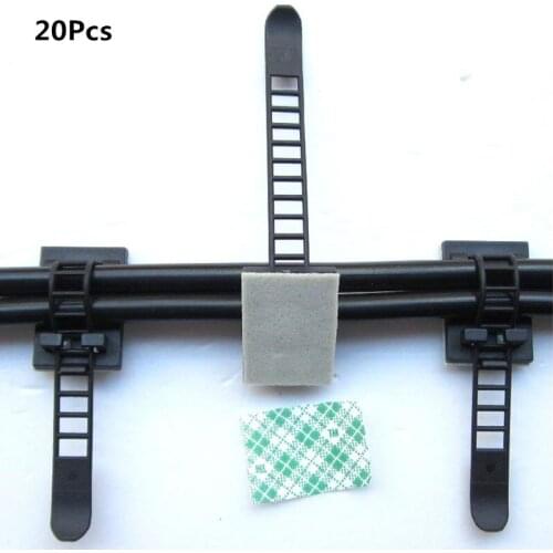20pcs Cable Clips Wire Tie Cable Mount Adjustable Cable Tie Fix Holder Clips Black 18*25 mm