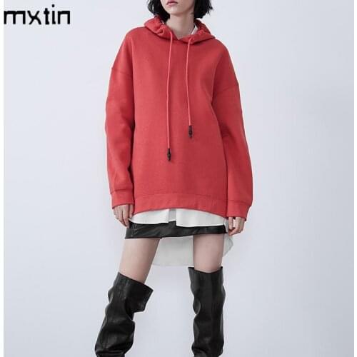 2021 Women Fashion Loose Plus Velvet Hoodies Sweatshirts Vintage Long Sleeve Drawstring Tied 3 Colour Female Pullovers Chic Tops