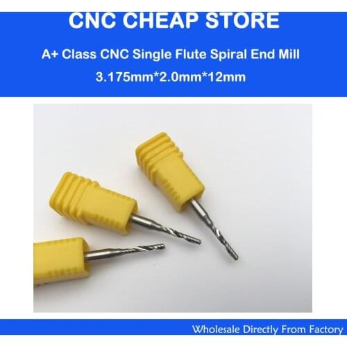 3.175*2.0*12mm Carbide CNC Router Bits Single Flute Tools/ Engraving Bits AAA Series