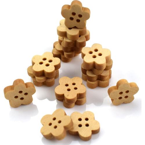 300PCS Wood Sewing Button Scrapbooking Craft Garment Clothes DIY Supply Flower 2 Holes Buttons for Clothing Wooden Buttons