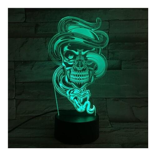 3D Atmosphere Night Light LED Bedroom Table Lamp Color Change Skull Nightlight Party Decoration Kids Halloween Gift APP Control