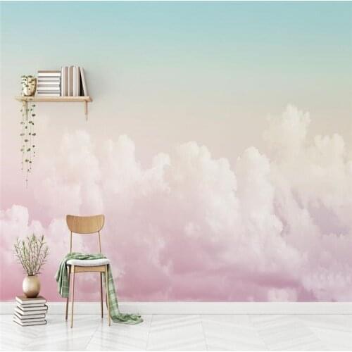 Beibehang Custom Pink sky clouds mural wallpapers for living room 3D wallpaper bedroom TV background wall stickers home decor