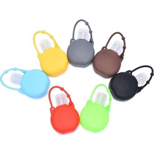 5PCS 30ml Silicone Round Bottle Keychain Hand Washing Gel Dispensing Cases Keychain Hand Sanitizer School Bag Keychain