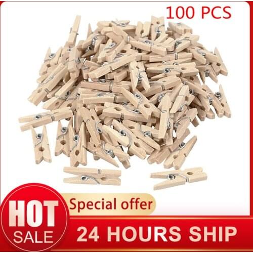 50PCS 25mm Quality Mini Spring Wood Clips Clothes Photo Paper Peg Pin Clothespin Craft Clips Party Home Decoration Wood Clamp