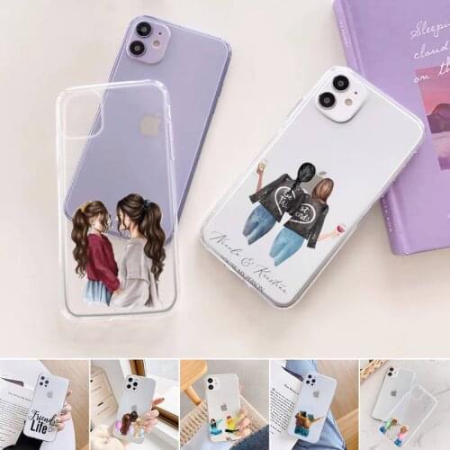 Best friends girls Phone Case Transparent for iPhone 11 12 6 7 8 Pro X XS Max XR Plus Silicone Soft TPU Clear mobile bags coque