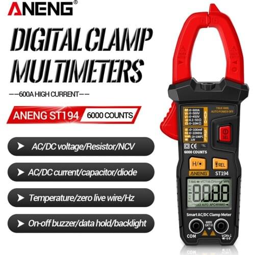 ST193 ST194 Digital 6000 Count True RMS Multimeter Clamp Meter DC/AC Current Clamp Voltage Car Tester Hz Capacitance Ohm Tool