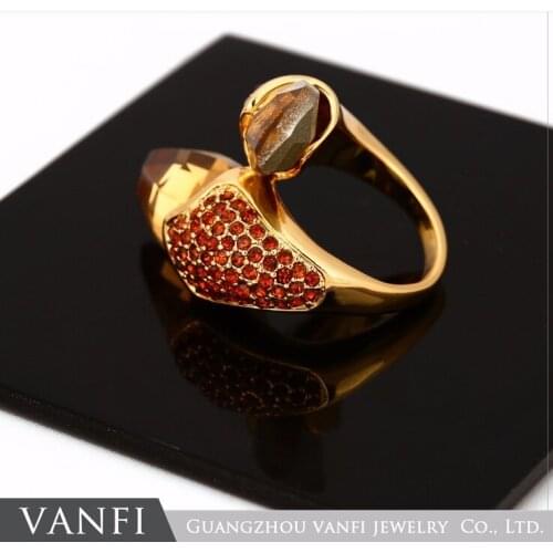 Zirconia Gold/Silver Color Austrian Fashion Big Stone Crysta Ring Jewelry wholesale for women Gift