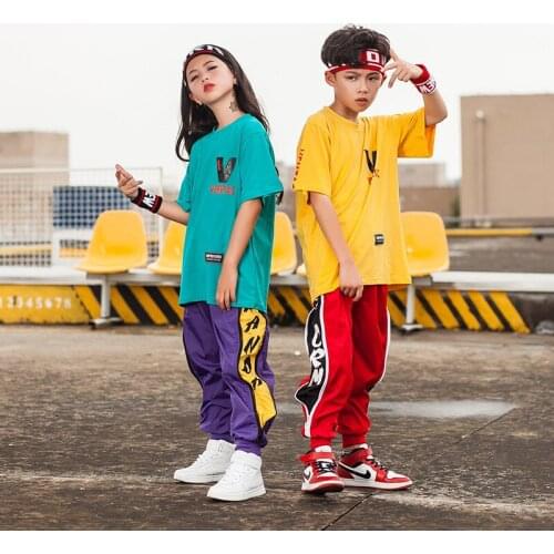 Children Jazz Dance Clothes for Girls Boys Fashion Show Sweatshirt Tops Jogger Pants Hip Hop T Shirt Ballroom Dancing Costumes