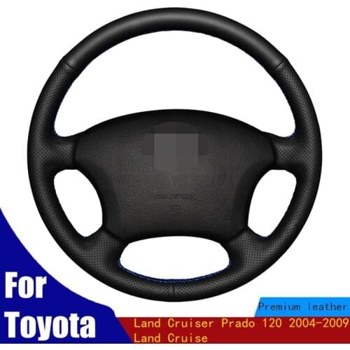 DIY Car Steering Wheel Cover Soft Black PU Artificial Leather For Toyota Land Cruiser Prado 120 2004-2009 Land Cruise
