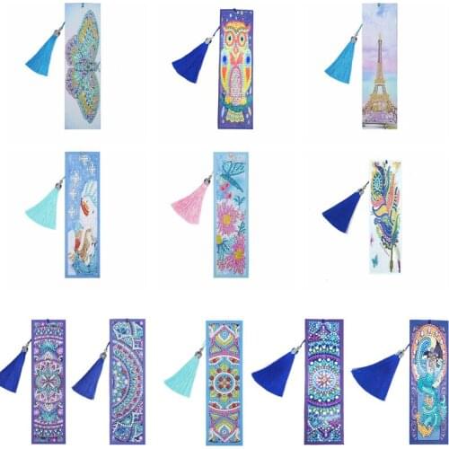 DIY Butterfly Special Shaped Diamond Painting Leather Bookmark Christmas Gifts Diamond Embroidery Tassel BookMarks for Books