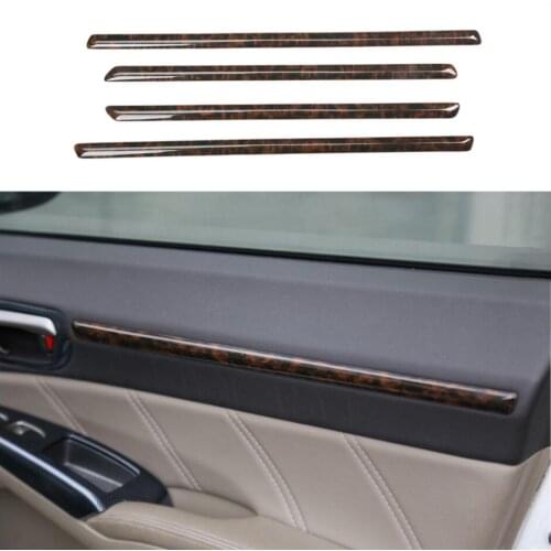 FOR HONDA Civic 8th 2006-2011 ABS Wood grain inner door armrest trim strip 4pcs