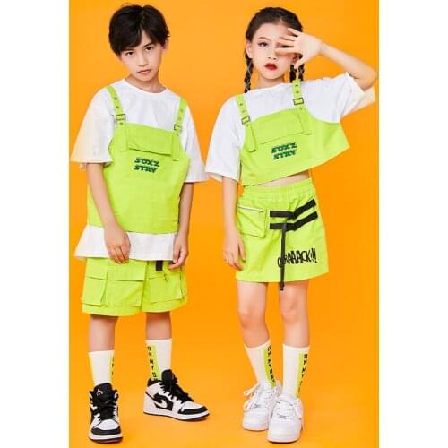 Jazz Performance Costumes Kids Ballroom Hip Hop Practice Clothes Children Loose Hiphop Outfits Street Dance Rave Wear DQS7555