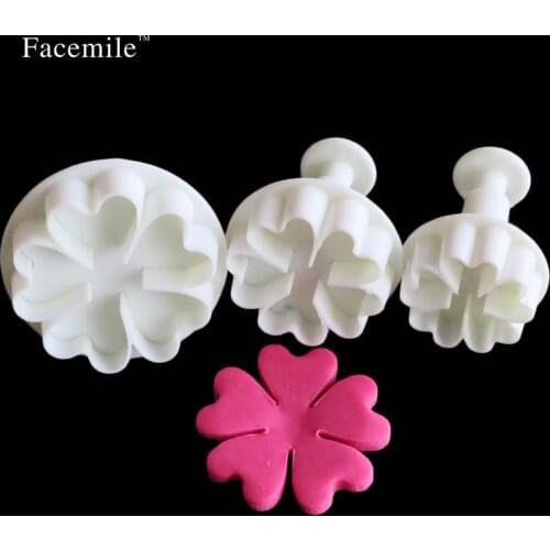 Five leaves heart Gift Decorating Embossing Gift 3Pcs Mini Gift Mold Spring Gift Cookie Chocolate Jelly Baking Fondant 01077