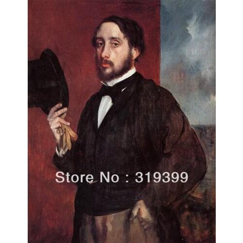 Oil Painting Reproduction on Linen Canvas,Self Portrait Saluting by edgar degas,Free DHL FAST Shipping,100% handmade