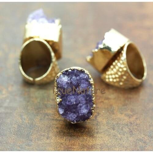 Vantage Amethysts Re-sizable Titanium Arrow Rings Gold Electroplated Heavy Rings For Women In 22*30 mm RM5765