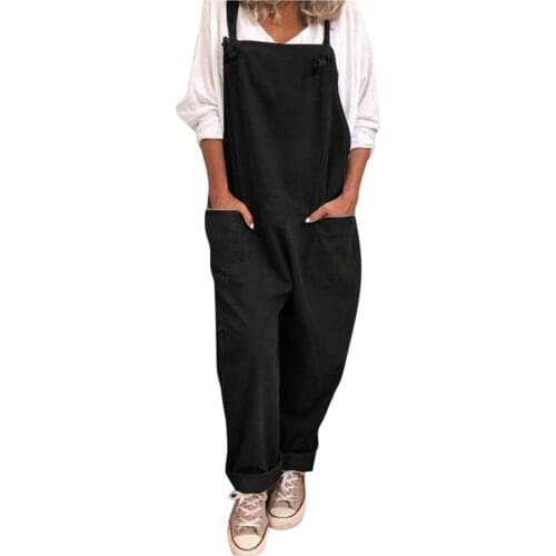 Women Plus Size Overalls Casual Loose Bodysuits Dungarees Romper Baggy Playsuit Jumpsuit Monos Largos Mujer Pantalon Largo