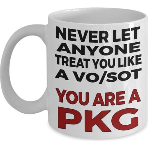 Mug Never Let Anyone Treat You Like a VO/SOT You are a PKG 11oz Coffee Mug TV News People Terms Funny Gift