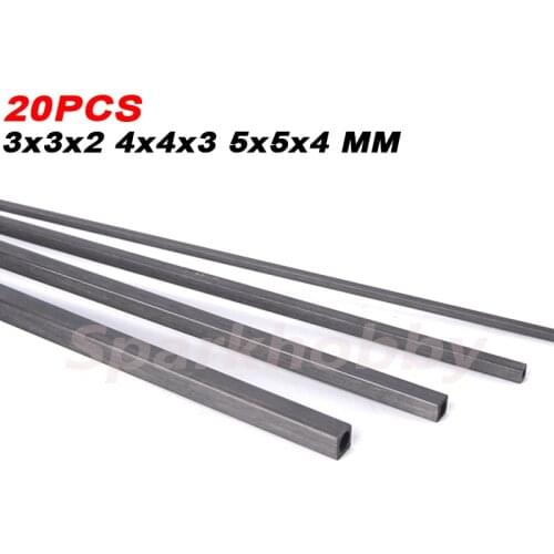 20PCS Carbon Fiber Square Tube 3x3x2MM 4X4X3MM 5X5X4MM Length 0.5M/500MM high strength for RC Model Airplane Diy Quadcopter