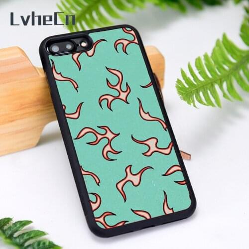 LvheCn Silicone Rubber Phone Case Cover for iPhone 6 6S 7 8 Plus X XS XR 11 12 Mini Pro Max aesthetic flame design