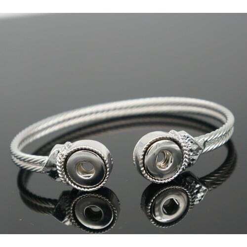 Fashion Charm 2buttons simple Snap bracelet bangle fit 12MM snap buttons jewelry wholesale SG0021