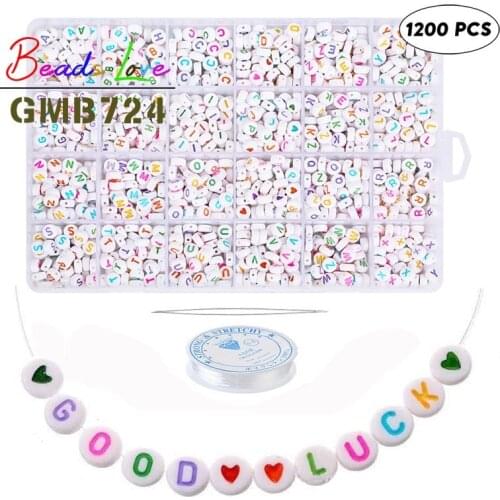 1200pcs 4*7mm Letter Acrylic Beads Set Box Round Alphabet Beads Jewelry Making Kits for Diy Bracelet Handcraft Children Gifts