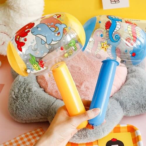 Cartoon Animal Printed Inflatable Hammer Air Hammer with Bell Kids Children Blow Up Noise Maker Toys Balloon Beating Stick