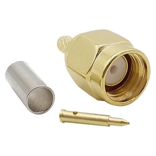 SMA Male Plug Crimp Solder Connector Brass Gold plated RF Coaxial Straigh Adapter for RG316 RG174 LMR100 Cable Wire