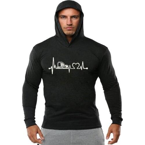 Firefighter Fireman Helmet Heartbeat Lifeline Men Tee Shirt Autumn Hoodie T-Shirt Cotton Mens Raglan Long Sleeve O Neck T Shirt