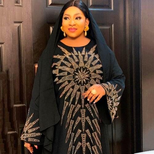 Richkeda Store New Free Size Loose Caftan Abayas Black Abaya Dubai Turkey Muslim Hijab Dress Djellaba Woman Moroccan Boubou