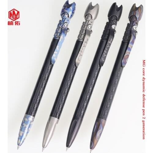 1PC Burnt Titanium / Damascus Steel Bolt Spring Signature Writing Pen EDC Multi Tool Broken Window Tactical Self-defense Pen