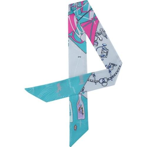 Cheapest Chain Head Twill Silk Scarf Women Summer Autumn Design Ladies Vintage Handbags Bag Handle Small Ribbon Wholesale