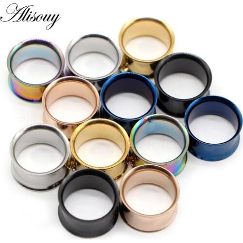 Alisouy 2Pcs Steel Surgical Steel no-Screw Fit Ear Gauges Tunnel Expander Body Piercing Flare Earrings plugs stretching 3-25mm