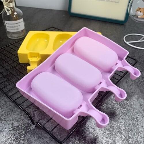 Silicone Ice Cream Mold Cartoon Ice Cube Tray DIY Dessert Ice Cream Mould with Popsicle Sticks
