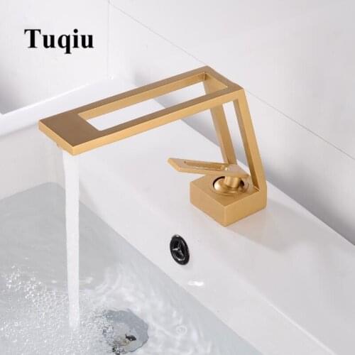 Bathroom Faucet Solid Brass Bathroom Basin Faucet Cold & Hot Gold Brass Water Mixer Sink Tap Deck Mounted Black Tap Top Sale