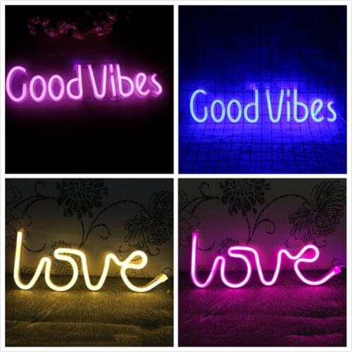 Led Neon Light Sign Cood/Good Vibes Dream Open Cactus Hello Banana Flash Neon Sign for Room Home Decor Party Wedding Wall Decor
