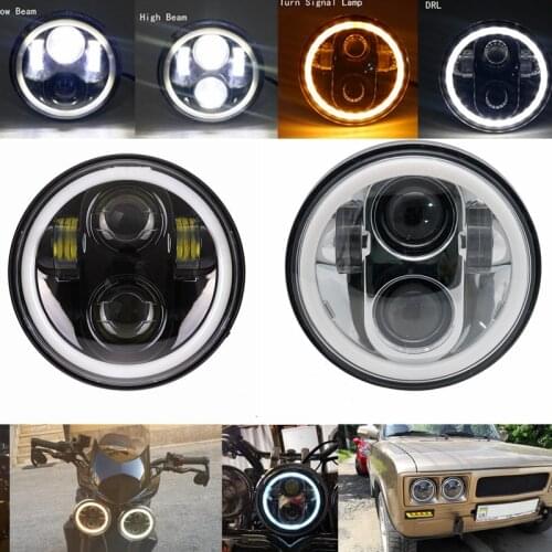 5-3/4" 5.75 inch Car Motorcycle LED Projector Halo angel eyes turn signal light Headlight for harley