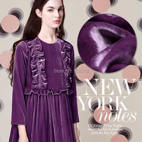 Free spring/autumn dress new luxury senior silk georgette velvets soft pure purple cloth Curtains silk velvet fabric Wholesale