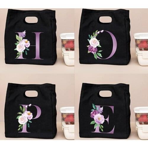 Letter Print Insulated Heat Lunch Bag Thermal Women Picnic Bento Box Tote Thermo Pouch Fresh Keeping Food Container Handbag Gift