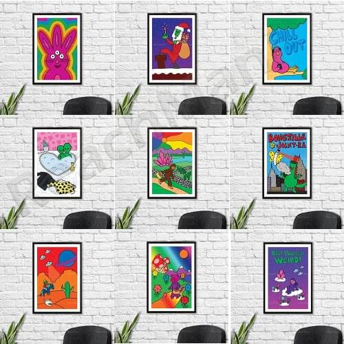 Trippy Desert, Trippy Kitty, observing eyeball, third eye rabbit, psychedelic country poster, surrealist poster, psychedelic wei