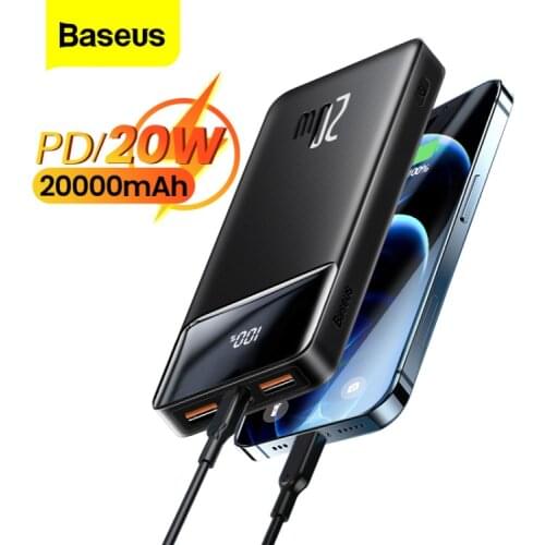 Baseus Power Bank 20000mAh PD 20W Fast Charging Charger Phone External Battery Poverbank 30000mAh Powerbank For iPhone 12 Xiaomi