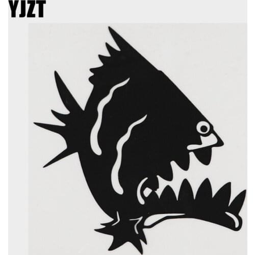 YJZT 13.2CM×14.5CM Marine Animal Fierce Fish Vinyl Decal Car Sticker 18A-0062
