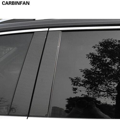 Black Mirror Door Window Middle Column Trim Carbon Fiber PC Protection Sticker Window Trim for Volkswagen VW Touran 2011-2015
