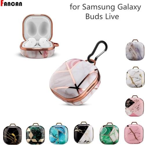 For Samaung Galaxy Buds Live Case Accessories Luxury Cute Marble Earphone Protector with Keychain for Galaxy Buds Live Cover