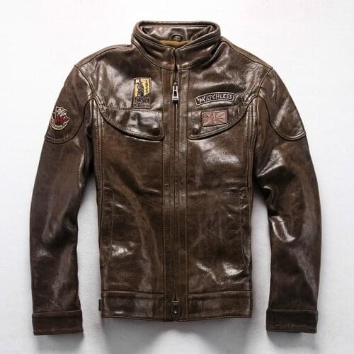 Factory 2019 New Men Genuine Leather Jackets First layer sheep skin Korean Slim leather Jackets Bomber Motorcycle Leather Jacket