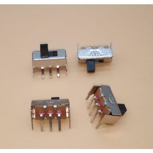10PCS SS12F23 SS12F23VG5 Toggle Switch 0.5A 50V 3PIN 1P2T 90 Degree Curved Needle Slide Switch Handle high 4mm