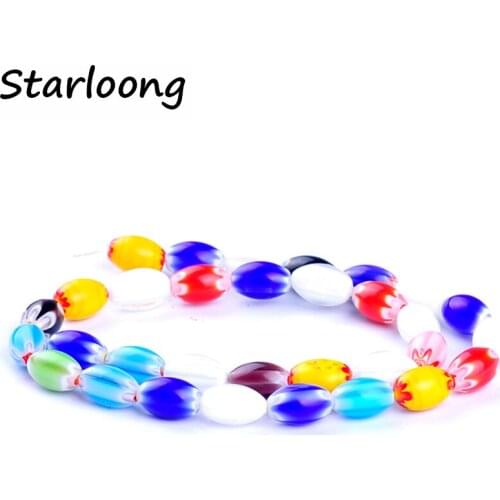 31pcs/string colors mixed oval shape pumpkin beads lampwork glazed glass beads for bracelet necklace DIY jewelry making