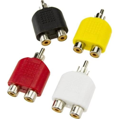 4Pcs/lot AV Video Plug Converter RCA Y Splitter 1 Male to 2 Female Adapter Kit Lotus Colorful AV Jack RCA Plug To Double Adaptor