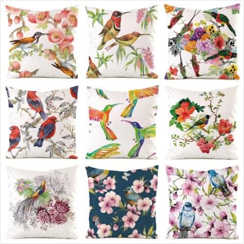 45cm*45cm **Beautiful Birds** Inimitated Silk Fabric Throw Pillow Covers Couch Cushion Cover Home Decorative Pillows Pillow Case