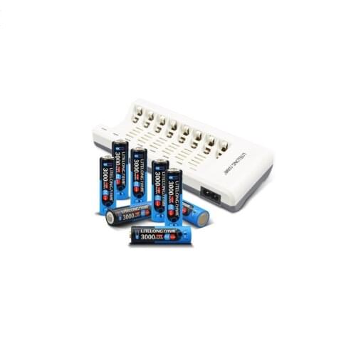 Large capacity 8PCS3000mah AA batteries NiMH rechargeable battery + 1PCS8 slot AA / AAA battery charger